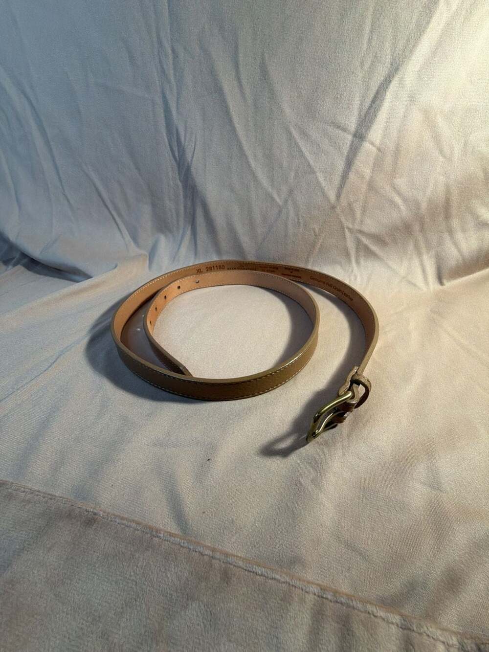 LL Bean Signature Belt Size XL 281160 Tan Genuine Full Grain Leather